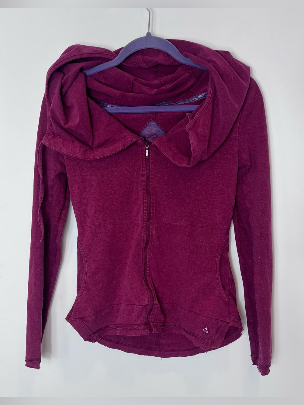 Prana Organic Cotton Hemp Plum Zip-Up Hoodie Hooded Lightweight Jacket XS Purple